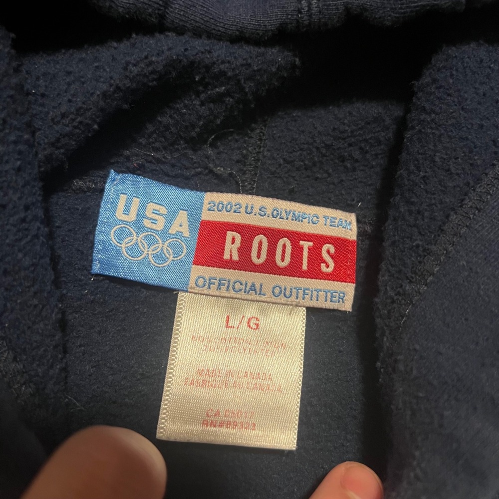 Vintage Roots 2002 USA Olympic Team Navy Blue Hoodie Mens Size Large Pullover - Picture 3 of 9